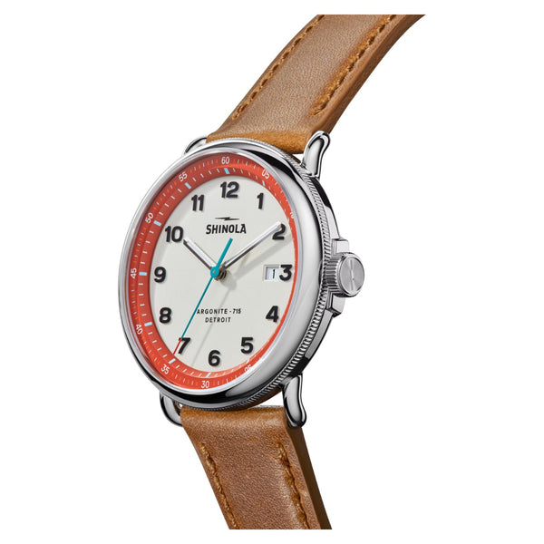 The Canfield Model C56 43MM Bourbon Leather Strap - Rooster 