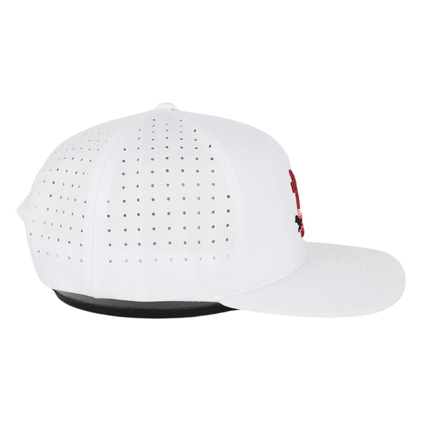 Side view of Waggle The Chase Hat showing mid-profile fit, breathable mesh back panels, and curved visor