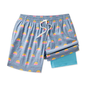 The Heat Waves- Gray 5.5" (Classic Lined Swim Trunk) - Rooster 