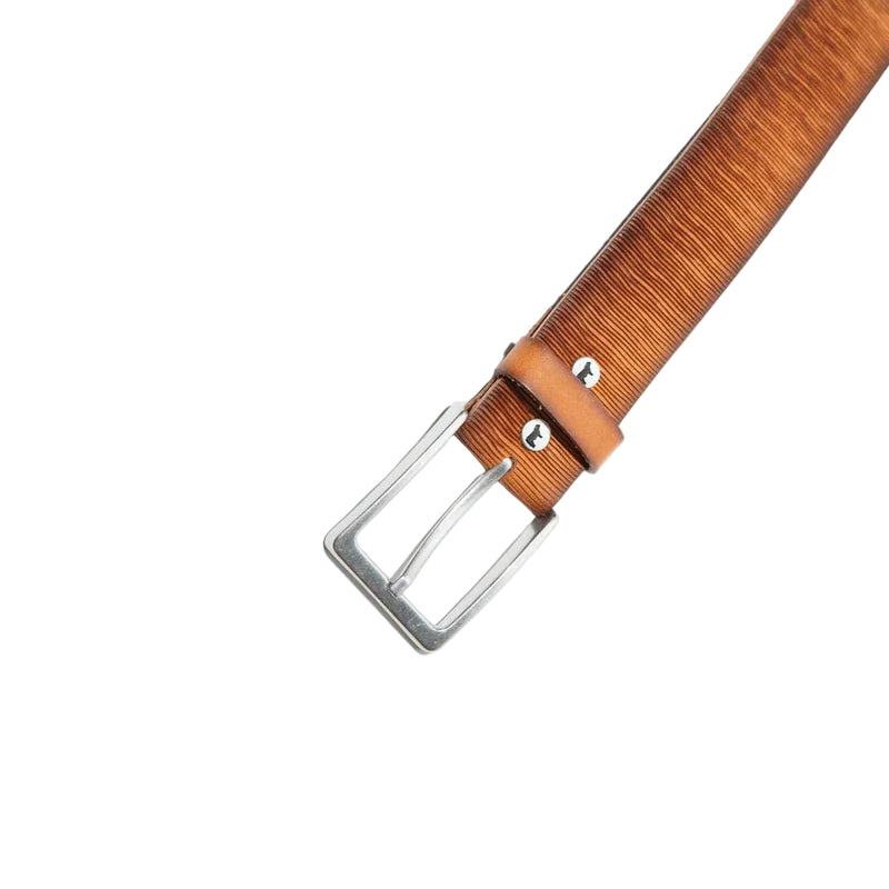 Wood Grain Embossed Belt – Tan