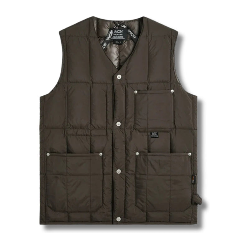 Work V-Neck Button Down Vest – Dark Brown