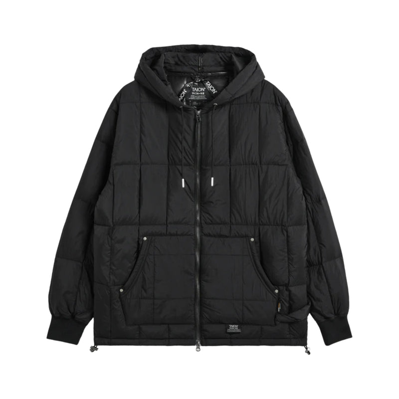 Work W-Zip Hood Rib Down Jacket – Black